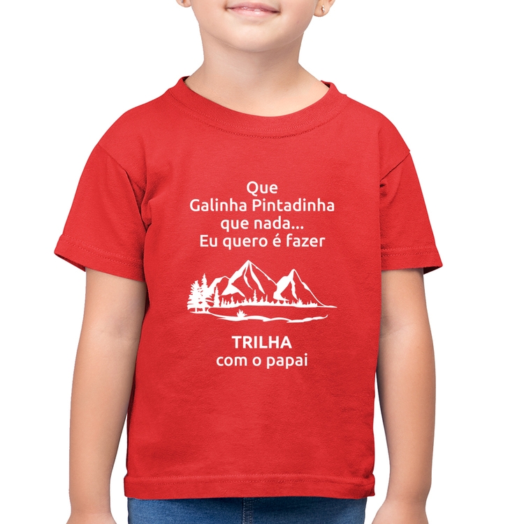 Camiseta Algodão Infantil Trilha com o papai Trekking - Vermelha