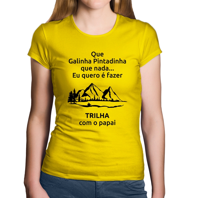 Baby Look Algodão Trilha com o papai Trekking - Amarela