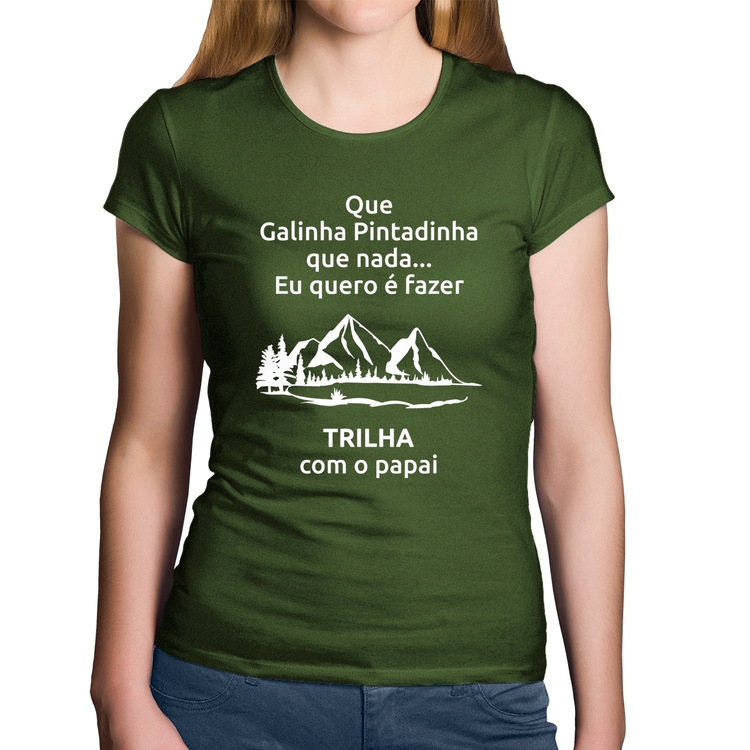 Baby Look Algodão Trilha com o papai Trekking - Musgo