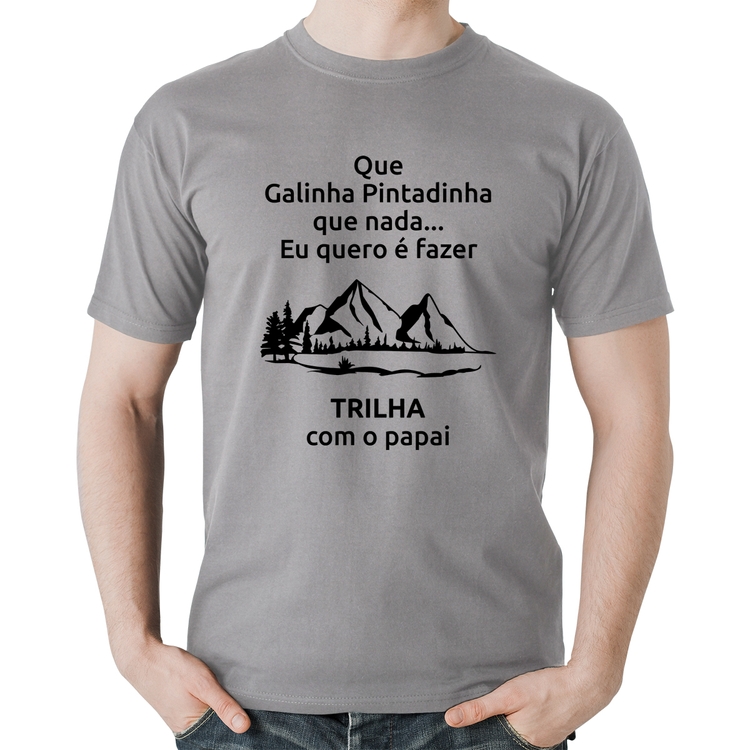 Camiseta Algodão Trilha com o papai Trekking - Cinza