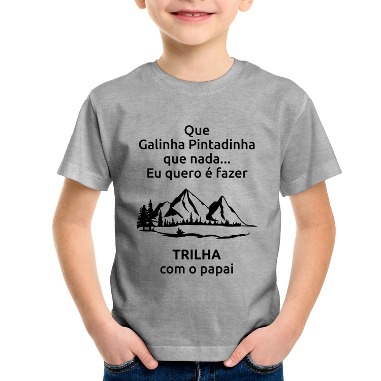 Camiseta Infantil Trilha com o papai Trekking - Cinza