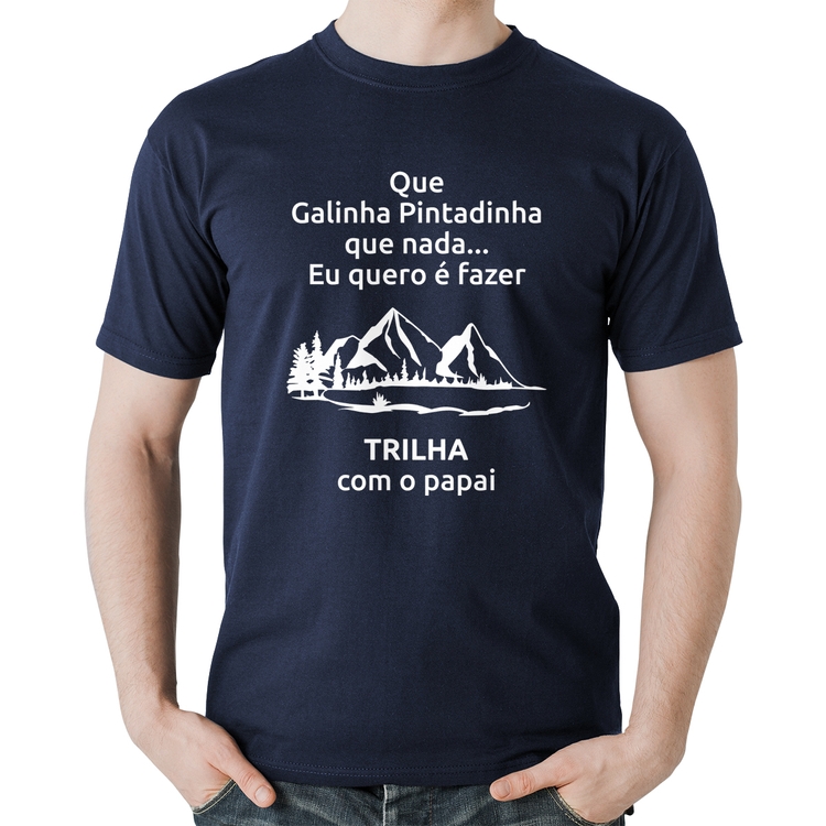 Camiseta Algodão Trilha com o papai Trekking - Marinho