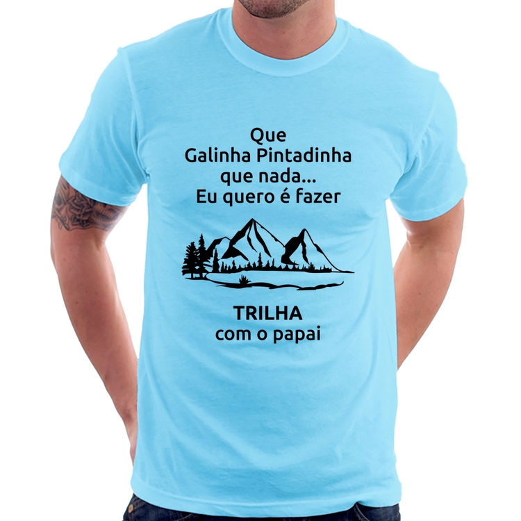Camiseta Trilha com o papai Trekking - Azul Bebê