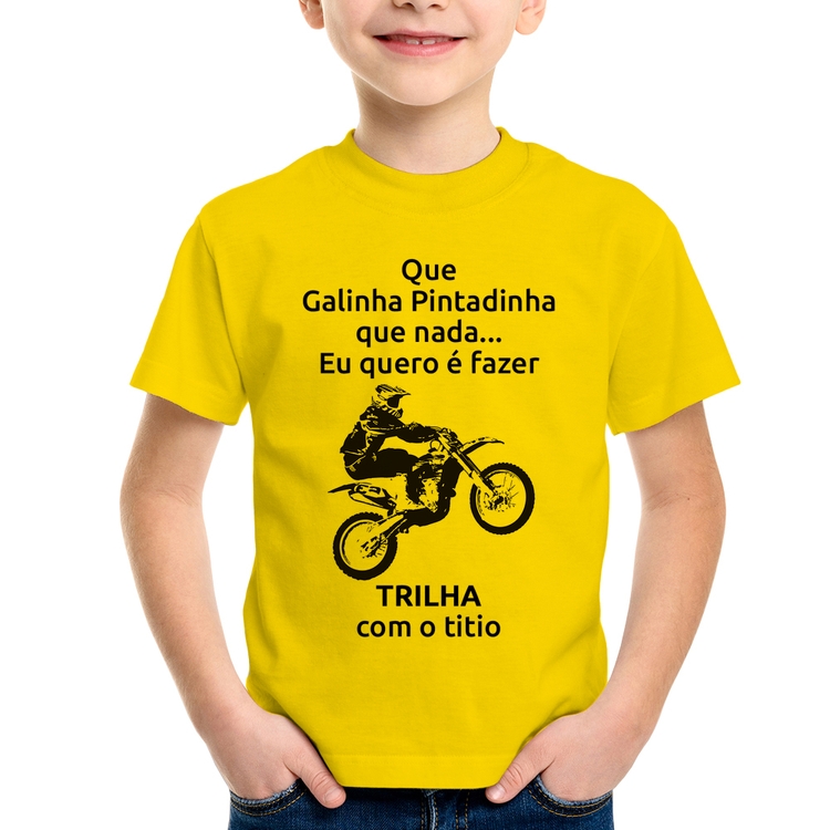 Camiseta Infantil Trilha com o titio - Amarela