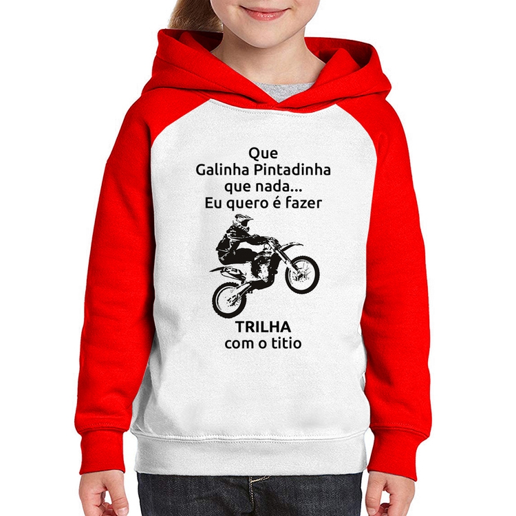 Moletom Infantil Trilha com o titio - Branco/Vermelho