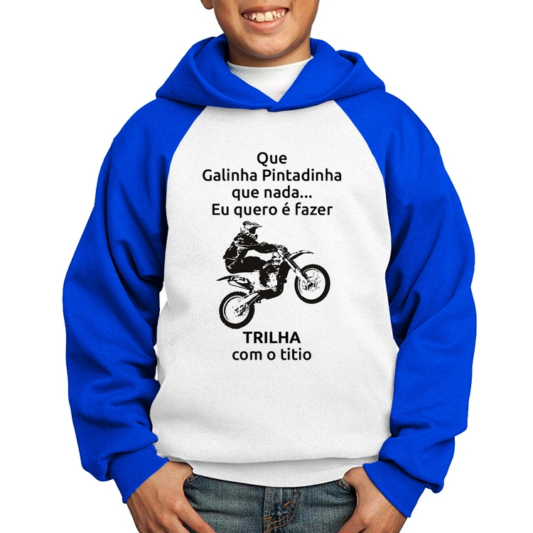 Moletom Infantil Trilha com o titio - Branco/Azul