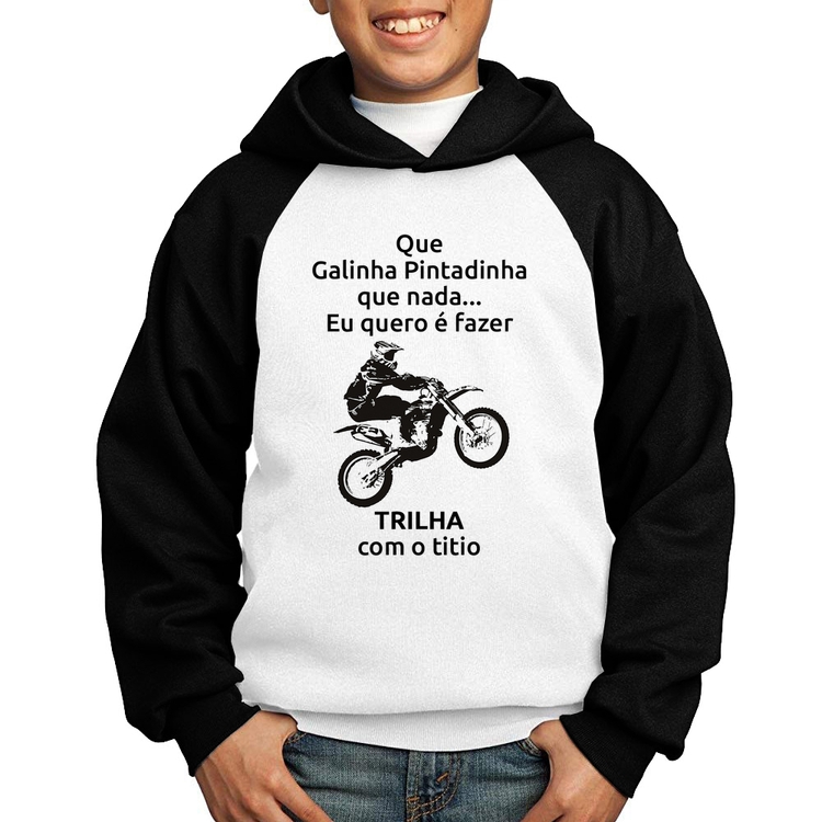 Moletom Infantil Trilha com o titio - Branco/Preto