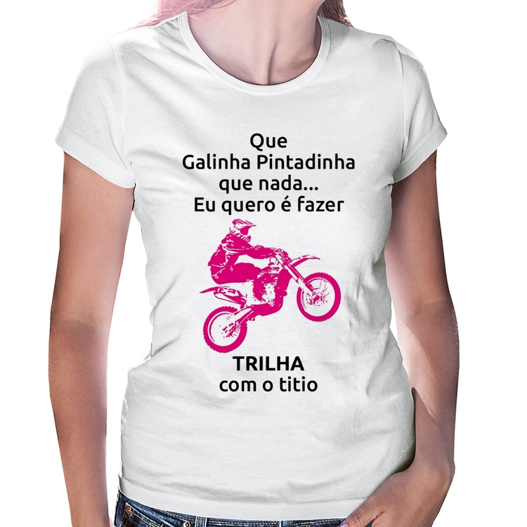 Baby Look Trilha com o titio (moto rosa)