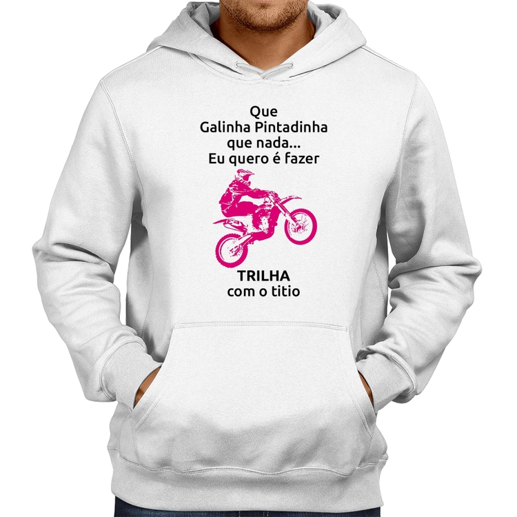 Moletom Trilha com o titio (moto rosa) - Branco