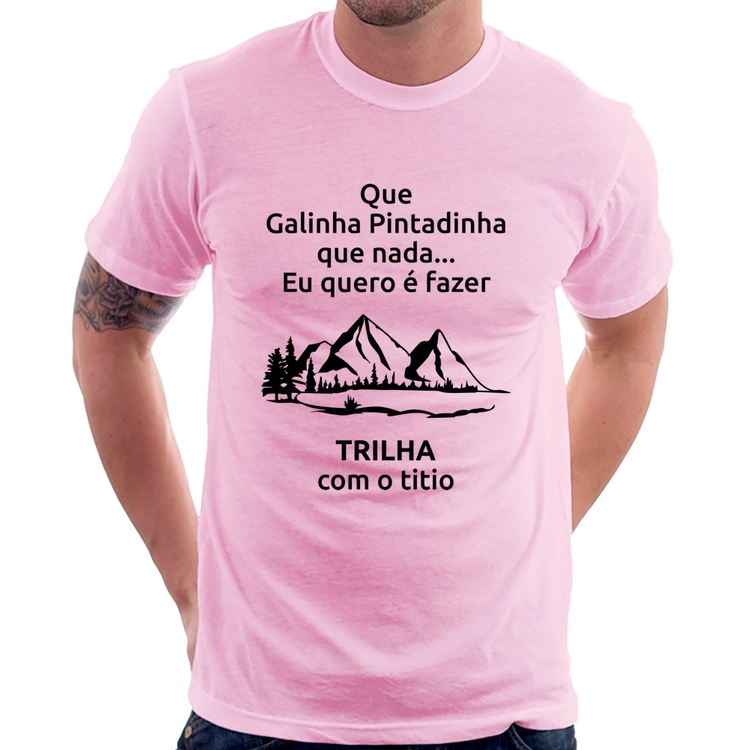 Camiseta Trilha com o titio Trekking - Rosa Bebê