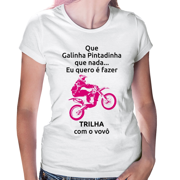 Baby Look Trilha com o vovô (moto rosa)