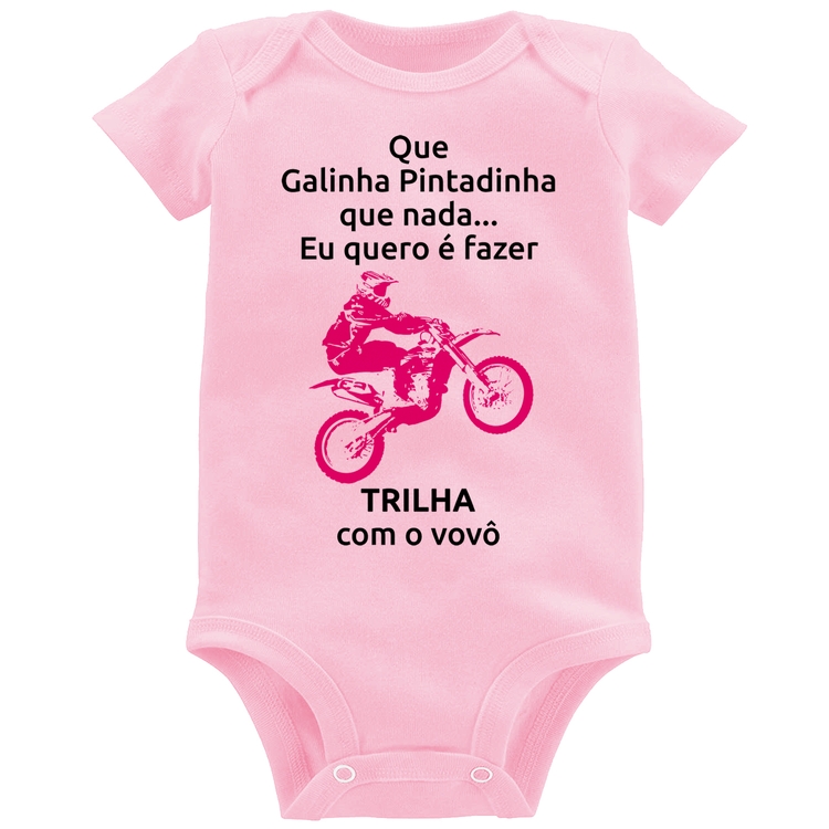 Body Bebê Trilha com o vovô (moto rosa) - Rosa Bebê