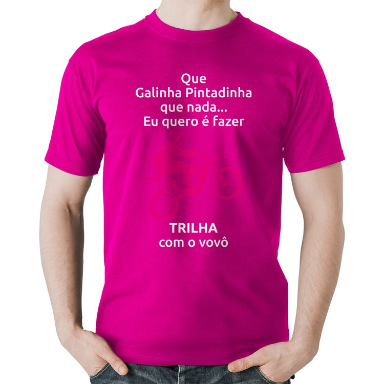 Camiseta Algodão Trilha com o vovô (moto rosa) - Rosa
