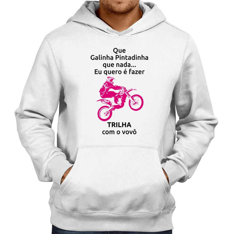 Moletom Trilha com o vovô (moto rosa) - Branco