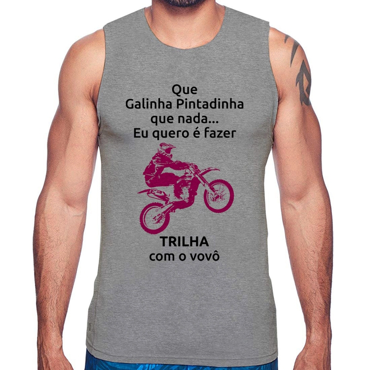 Regata Trilha com o vovô (moto rosa) - Cinza