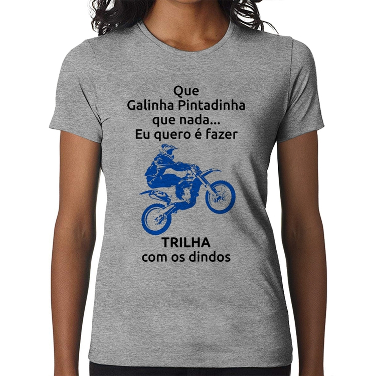 Baby Look Trilha com os dindos (moto azul) - Cinza