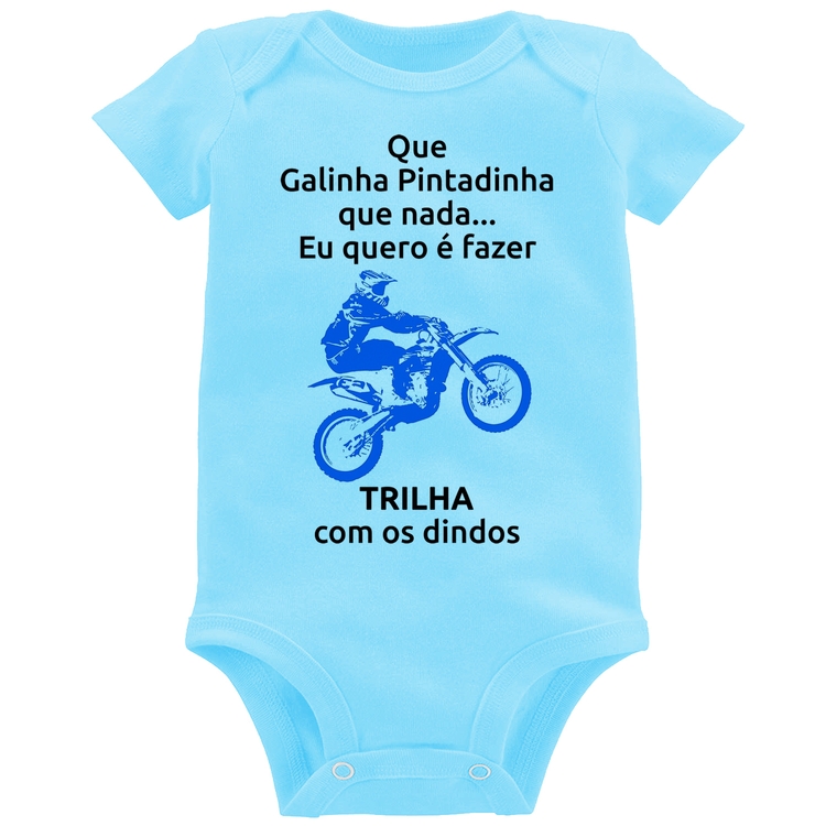Body Bebê Trilha com os dindos (moto azul) - Azul Bebê