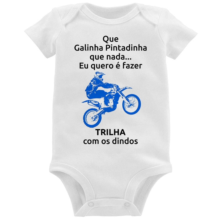 Body Bebê Trilha com os dindos (moto azul)