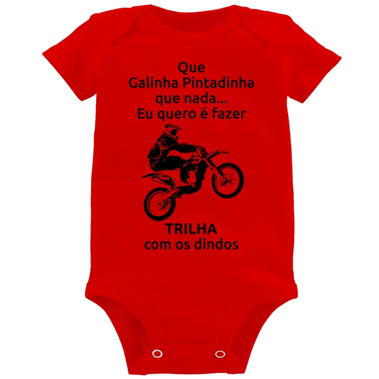 Body Bebê Trilha com os dindos (moto azul) - Vermelho