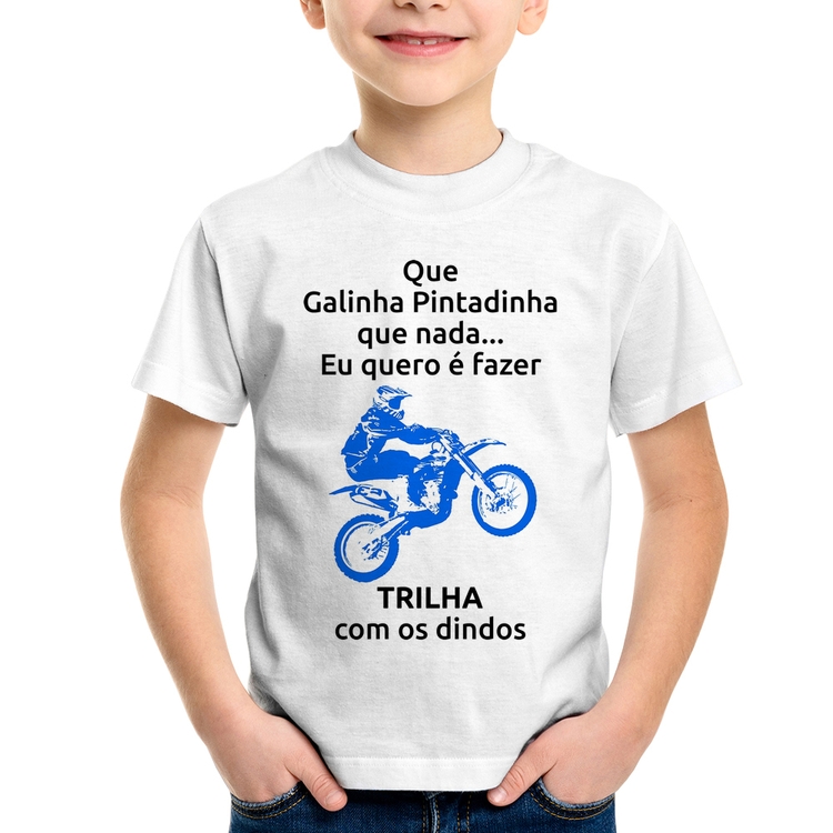 Camiseta Infantil Trilha com os dindos (moto azul)