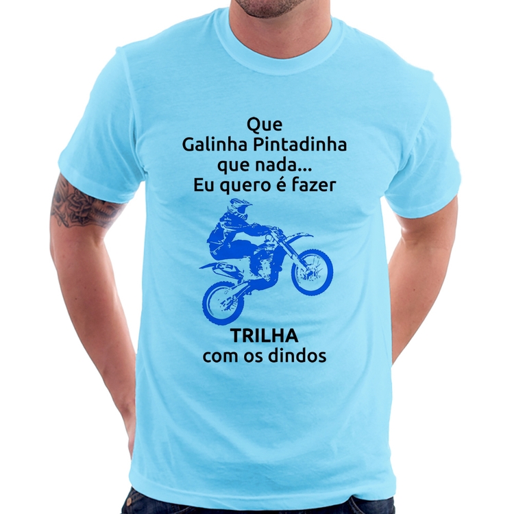 Camiseta Trilha com os dindos (moto azul) - Azul Bebê