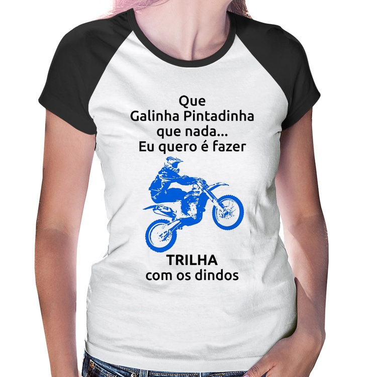 Baby Look Raglan Trilha com os dindos (moto azul)