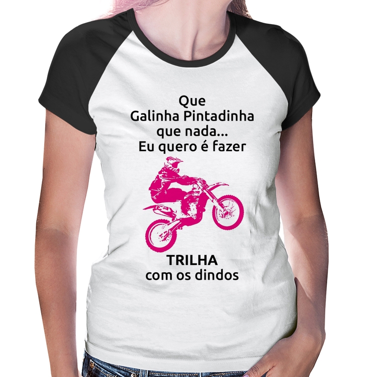 Baby Look Raglan Trilha com os dindos (moto rosa)