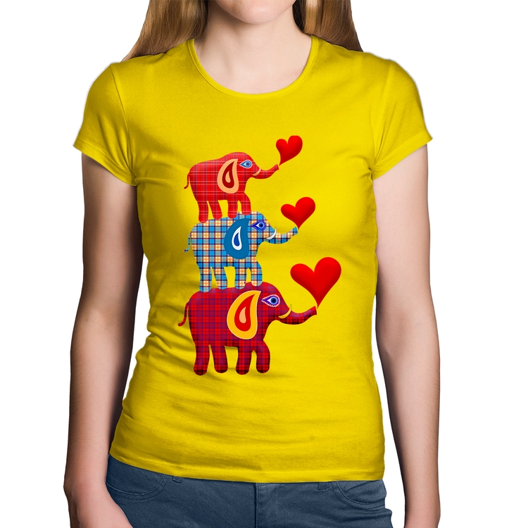 Baby Look Algodão Trio Elefantes  - Amarela