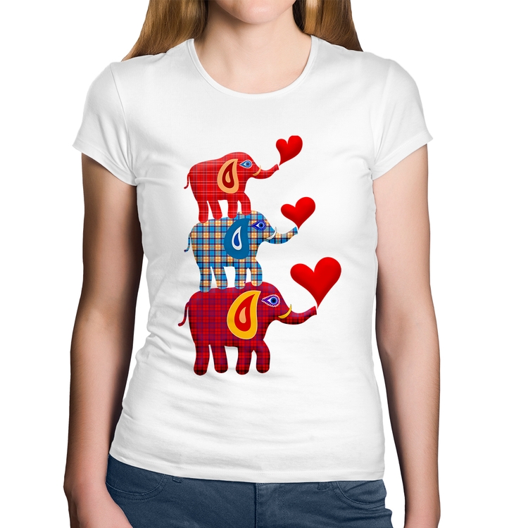 Baby Look Algodão Trio Elefantes  - Branca