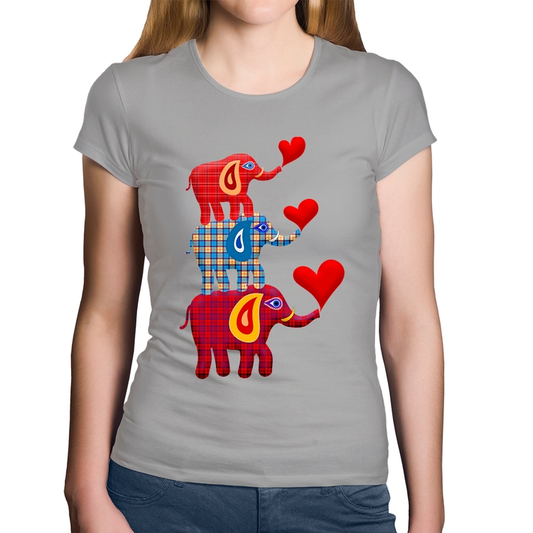 Baby Look Algodão Trio Elefantes  - Cinza