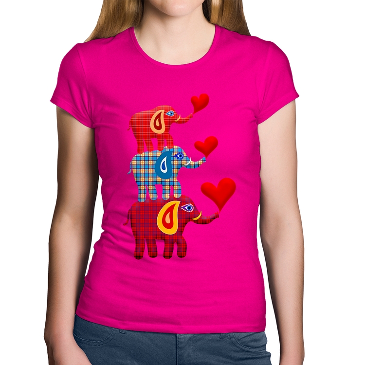 Baby Look Algodão Trio Elefantes  - Rosa