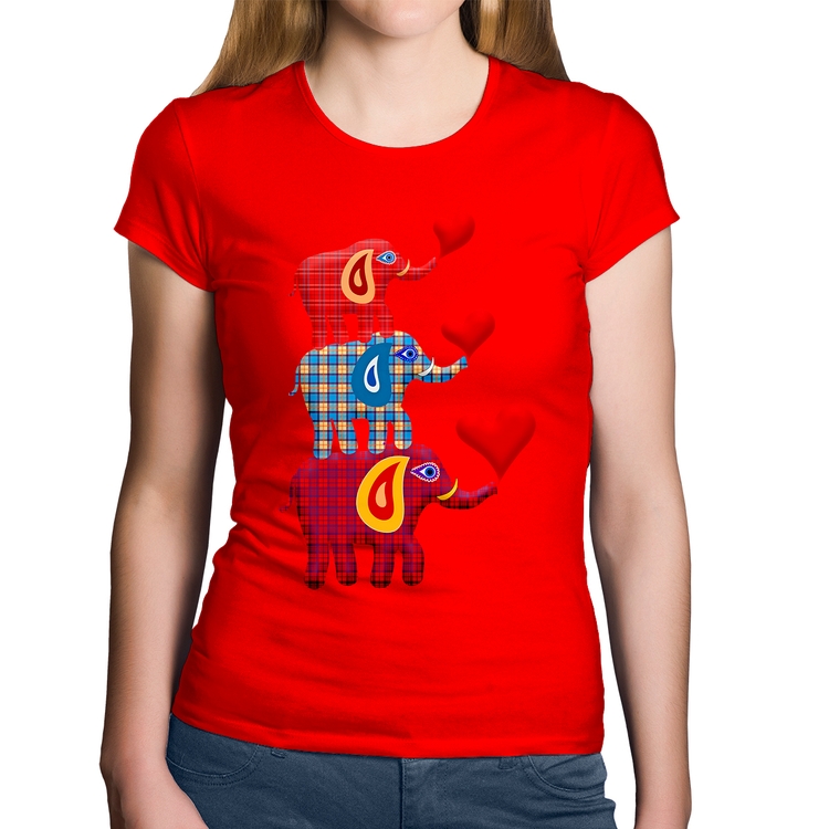 Baby Look Algodão Trio Elefantes  - Vermelha