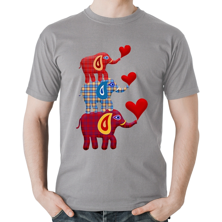 Camiseta Algodão Trio Elefantes  - Cinza