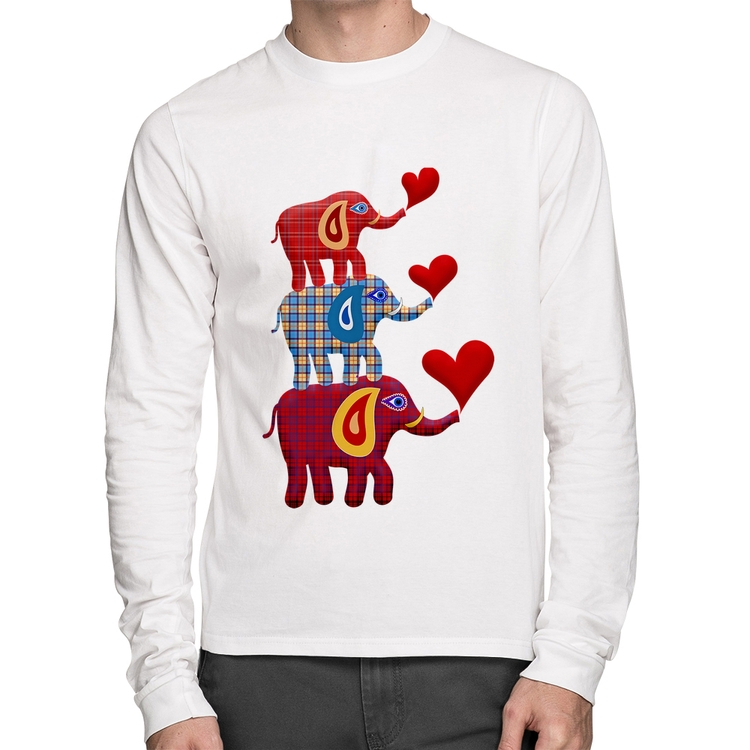 Camiseta Algodão Trio Elefantes  Manga Longa - Branca