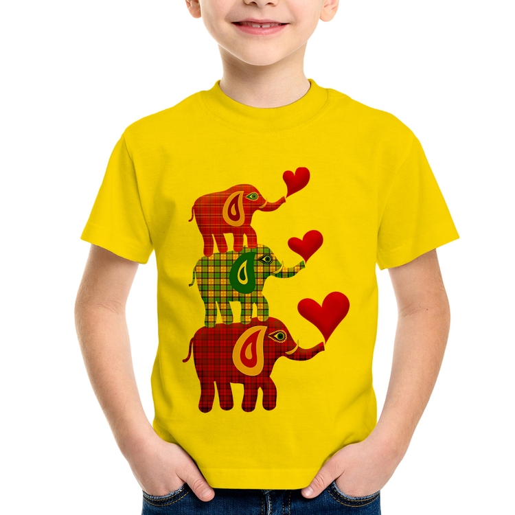 Camiseta Infantil Trio Elefantes  - Amarela