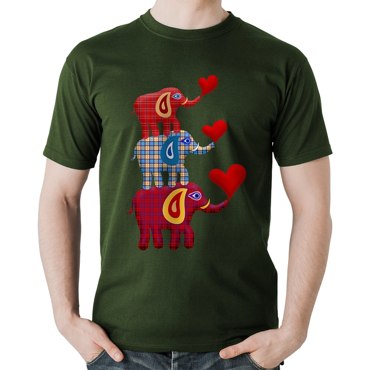 Camiseta Algodão Trio Elefantes  - Musgo