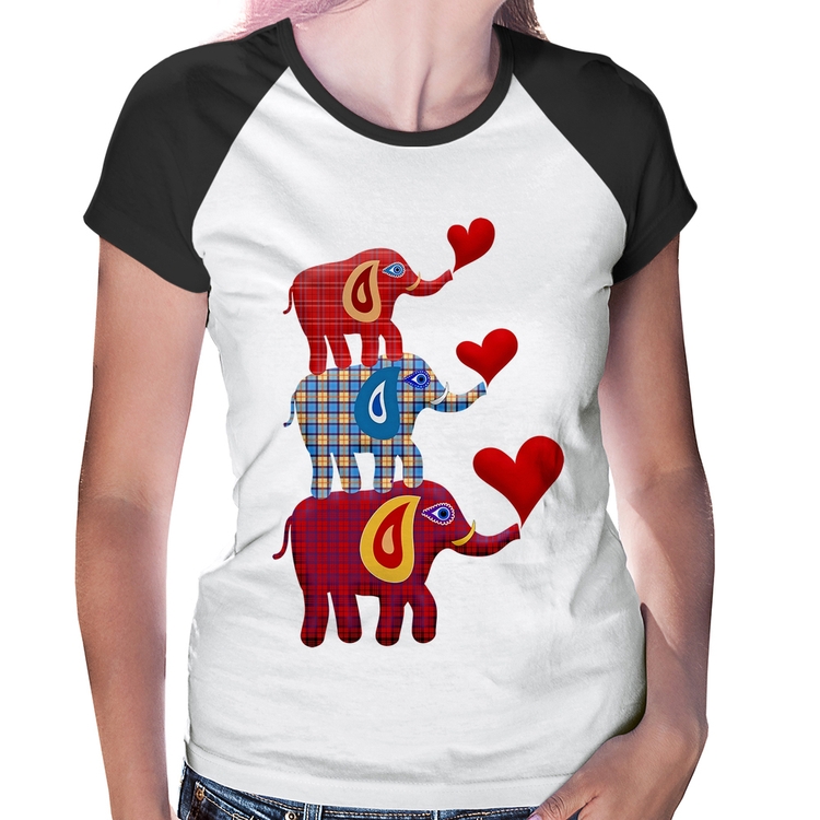 Baby Look Raglan Trio Elefantes 