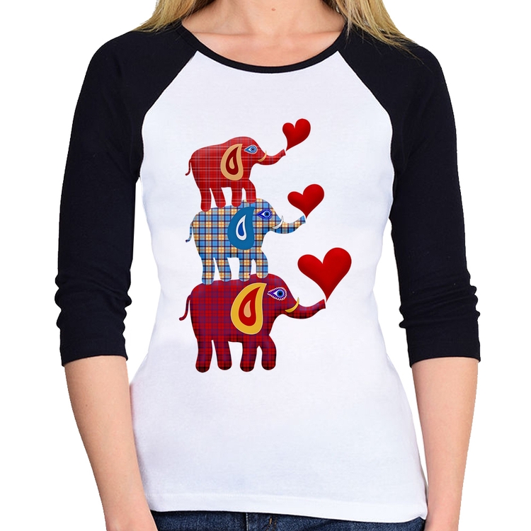 Baby Look Raglan Trio Elefantes  Manga 3/4