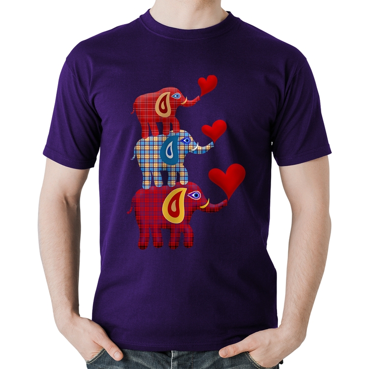 Camiseta Algodão Trio Elefantes  - Roxa