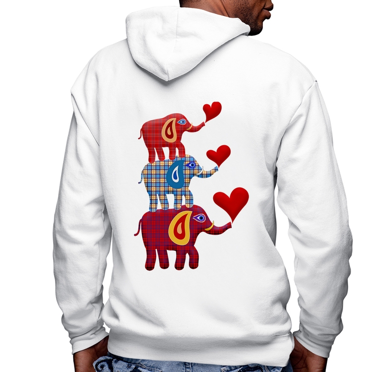 Blusa Moletom Trio Elefantes  Masculina com Capuz e Zíper - Branca