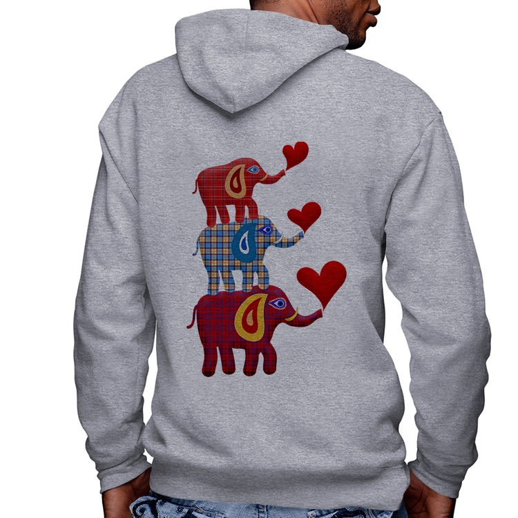 Blusa Moletom Trio Elefantes  Masculina com Capuz e Zíper - Mescla