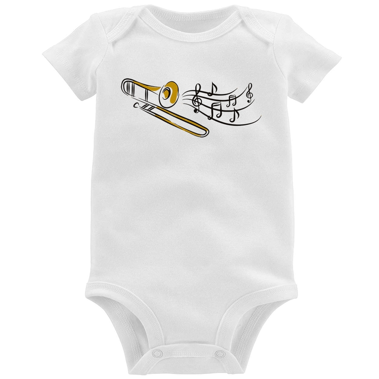 Body Bebê Trombone Notas Musicais