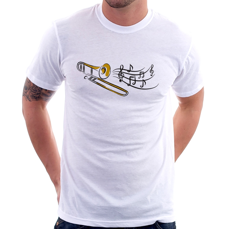 Camiseta Trombone Notas Musicais
