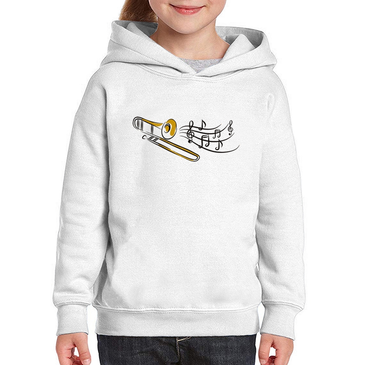 Moletom Infantil Trombone Notas Musicais