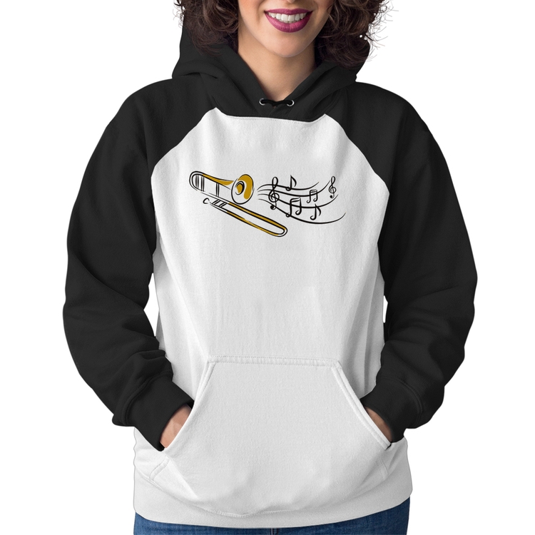 Moletom Feminino Trombone Notas Musicais
