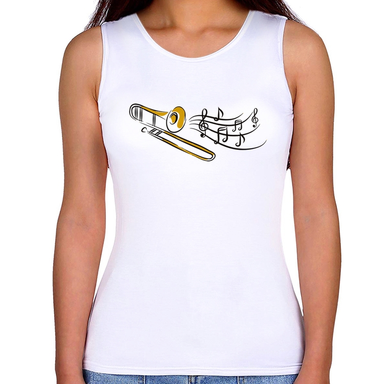 Regata Feminina Trombone Notas Musicais