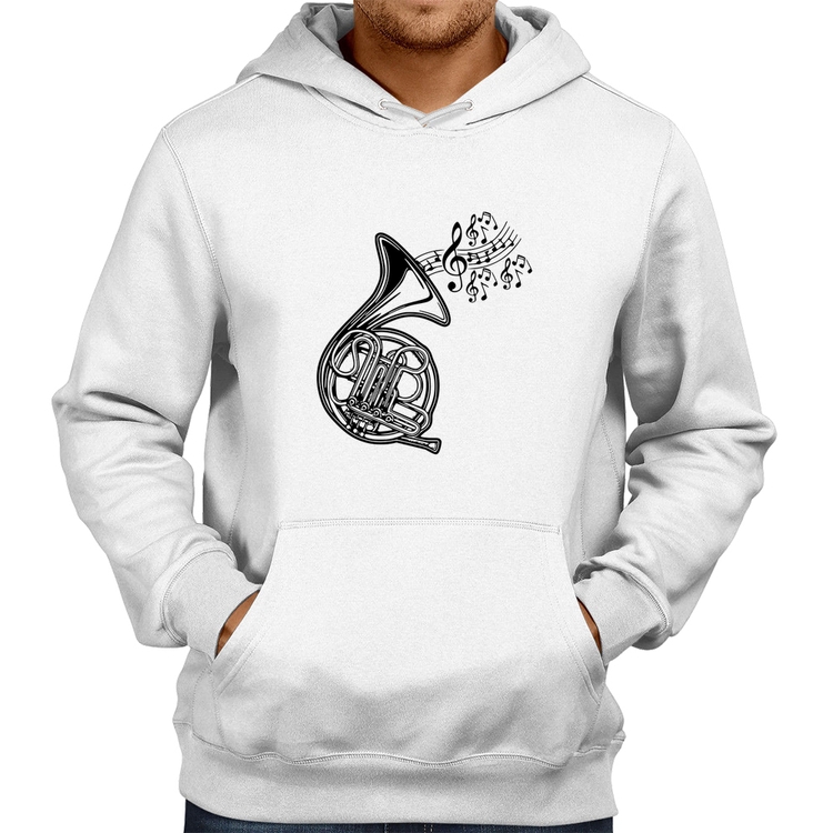 Moletom Trompa Notas Musicais - Branco