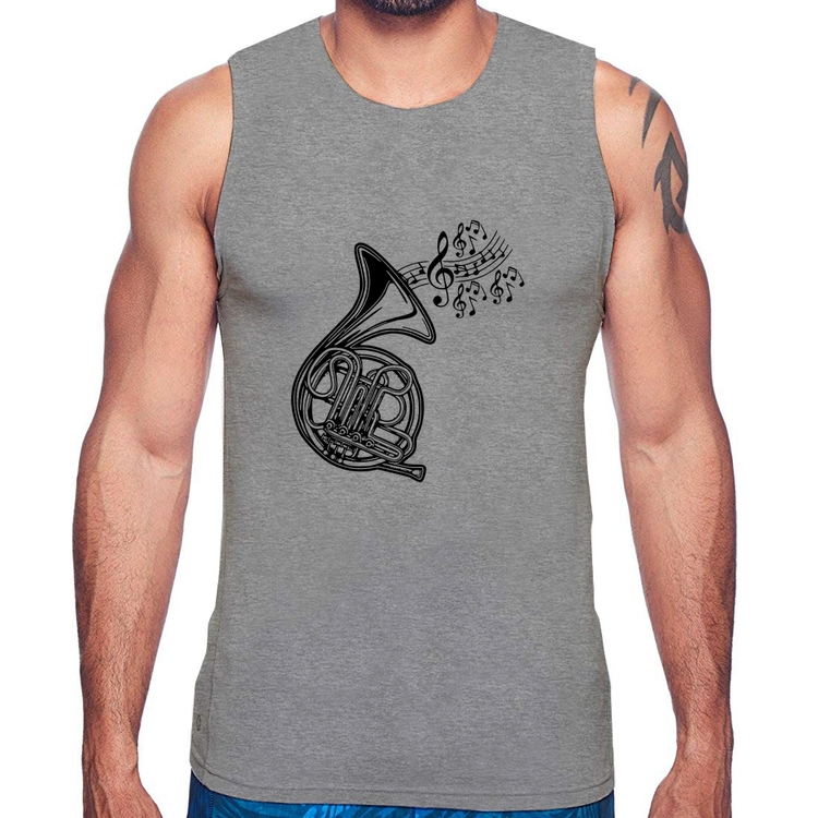 Regata Trompa Notas Musicais - Cinza