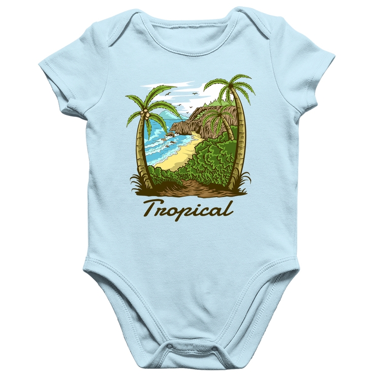 Body Bebê Algodão Tropical Beach - Azul Bebê