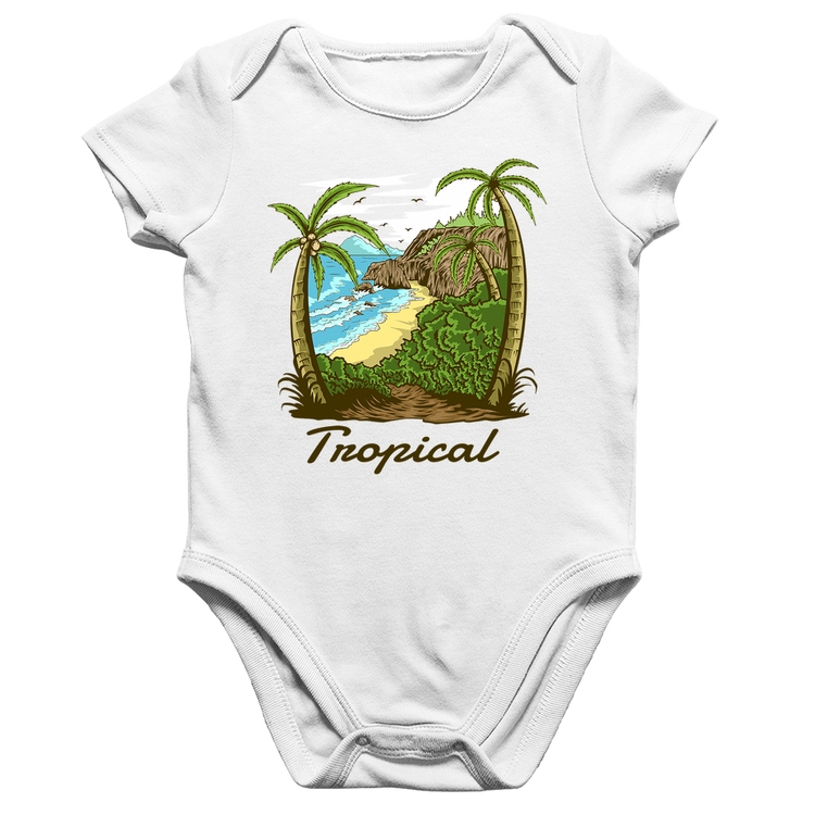 Body Bebê Algodão Tropical Beach - Branco